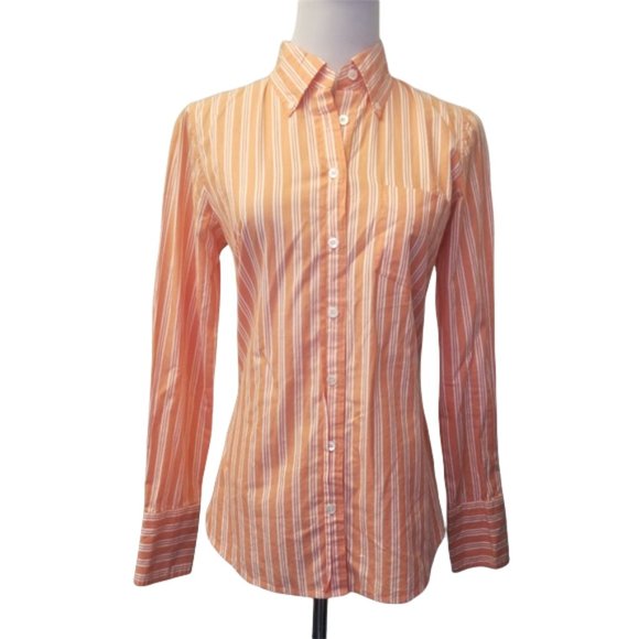 J.Crew orange striped button down size XS (P25) - Picture 1 of 8